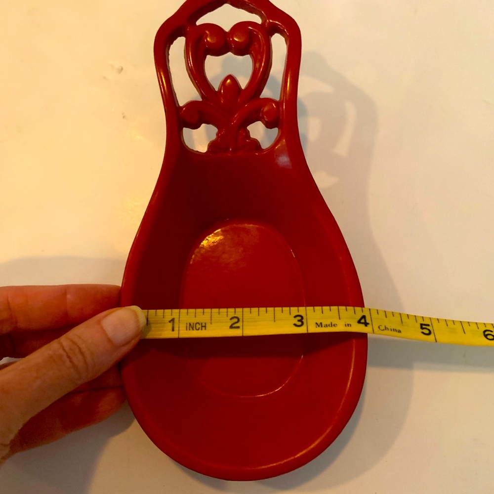 Red Cast Iron Trivet and Spoon Rest Set - Picture 10 of 10